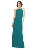 Hunter A-Line Jewel Sleeveless Long Bridesmaid Dress Ariel