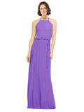 Tahiti A-Line Jewel Sleeveless Long Bridesmaid Dress Ariel