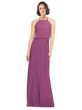 Wild Berry A-Line Jewel Sleeveless Long Bridesmaid Dress Ariel