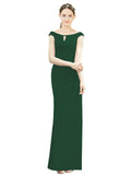 Dark Green Mermaid, Fit and Flare Bateau, High Neck Sleeveless Long Bridesmaid Dress Emilee 