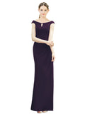 Grape Mermaid, Fit and Flare Bateau, High Neck Sleeveless Long Bridesmaid Dress Emilee 