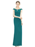 Hunter Mermaid, Fit and Flare Bateau, High Neck Sleeveless Long Bridesmaid Dress Emilee 