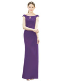 Plum Purple Mermaid, Fit and Flare Bateau, High Neck Sleeveless Long Bridesmaid Dress Emilee 