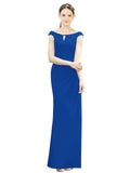 Royal Blue Mermaid, Fit and Flare Bateau, High Neck Sleeveless Long Bridesmaid Dress Emilee 