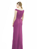 Wild Berry Mermaid, Fit and Flare Bateau, High Neck Sleeveless Long Bridesmaid Dress Emilee 