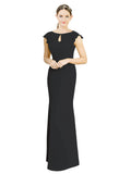 Black Mermaid High Neck Cap Sleeves Long Bridesmaid Dress Paisleigh 