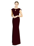 Burgundy Gold Mermaid High Neck Cap Sleeves Long Bridesmaid Dress Paisleigh 