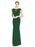 Dark Green Mermaid High Neck Cap Sleeves Long Bridesmaid Dress Paisleigh 