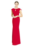 Dark Red Mermaid High Neck Cap Sleeves Long Bridesmaid Dress Paisleigh 