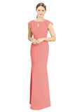 Desert Rose Mermaid High Neck Cap Sleeves Long Bridesmaid Dress Paisleigh 