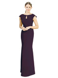 Grape Mermaid High Neck Cap Sleeves Long Bridesmaid Dress Paisleigh 