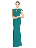 Hunter Mermaid High Neck Cap Sleeves Long Bridesmaid Dress Paisleigh 