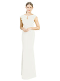 Ivory Mermaid High Neck Cap Sleeves Long Bridesmaid Dress Paisleigh 