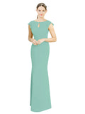 Jade Mermaid High Neck Cap Sleeves Long Bridesmaid Dress Paisleigh 