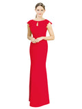 Red Mermaid High Neck Cap Sleeves Long Bridesmaid Dress Paisleigh 