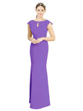 Tahiti Mermaid High Neck Cap Sleeves Long Bridesmaid Dress Paisleigh 