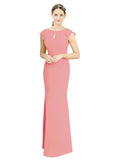 Watermelon Mermaid High Neck Cap Sleeves Long Bridesmaid Dress Paisleigh 