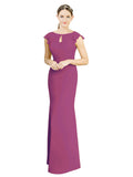 Wild Berry Mermaid High Neck Cap Sleeves Long Bridesmaid Dress Paisleigh 