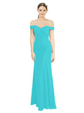 Aqua Mermaid Off the Shoulder Sleeveless Long Bridesmaid Dress Carolyn