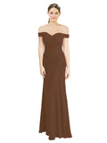 Brown Mermaid Off the Shoulder Sleeveless Long Bridesmaid Dress Carolyn