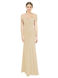 Champagne Mermaid Off the Shoulder Sleeveless Long Bridesmaid Dress Carolyn