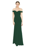 Dark Green Mermaid Off the Shoulder Sleeveless Long Bridesmaid Dress Carolyn