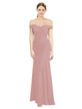 Dusty Pink Mermaid Off the Shoulder Sleeveless Long Bridesmaid Dress Carolyn