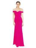 Fuchsia Mermaid Off the Shoulder Sleeveless Long Bridesmaid Dress Carolyn