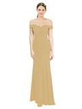 Gold Mermaid Off the Shoulder Sleeveless Long Bridesmaid Dress Carolyn