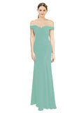 Jade Mermaid Off the Shoulder Sleeveless Long Bridesmaid Dress Carolyn