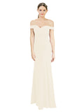 Light Champagne Mermaid Off the Shoulder Sleeveless Long Bridesmaid Dress Carolyn