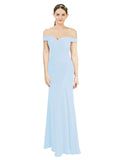 Light Sky Blue Mermaid Off the Shoulder Sleeveless Long Bridesmaid Dress Carolyn