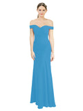 Peacock Blue Mermaid Off the Shoulder Sleeveless Long Bridesmaid Dress Carolyn