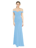 Periwinkle Mermaid Off the Shoulder Sleeveless Long Bridesmaid Dress Carolyn