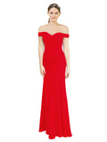 Red Mermaid Off the Shoulder Sleeveless Long Bridesmaid Dress Carolyn