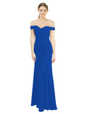 Royal Blue Mermaid Off the Shoulder Sleeveless Long Bridesmaid Dress Carolyn