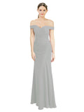 Silver Mermaid Off the Shoulder Sleeveless Long Bridesmaid Dress Carolyn