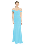 Sky Blue Mermaid Off the Shoulder Sleeveless Long Bridesmaid Dress Carolyn