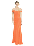 Tangerine Tango Mermaid Off the Shoulder Sleeveless Long Bridesmaid Dress Carolyn