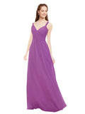 Dahlia A-Line V-Neck Spaghetti Straps Sleeveless Long Bridesmaid Dress Livia