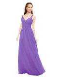 Tahiti A-Line V-Neck Spaghetti Straps Sleeveless Long Bridesmaid Dress Livia