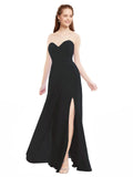 Black A-Line Sweetheart Strapless Sleeveless Long Bridesmaid Dress Meadow