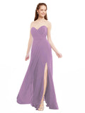 Dark Lavender A-Line Sweetheart Strapless Sleeveless Long Bridesmaid Dress Meadow