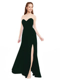 Ever Green A-Line Sweetheart Strapless Sleeveless Long Bridesmaid Dress Meadow