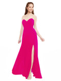 Fuchsia A-Line Sweetheart Strapless Sleeveless Long Bridesmaid Dress Meadow