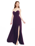 Grape A-Line Sweetheart Strapless Sleeveless Long Bridesmaid Dress Meadow