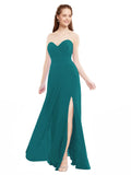 Hunter A-Line Sweetheart Strapless Sleeveless Long Bridesmaid Dress Meadow