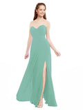 Jade A-Line Sweetheart Strapless Sleeveless Long Bridesmaid Dress Meadow