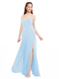 Light Sky Blue A-Line Sweetheart Strapless Sleeveless Long Bridesmaid Dress Meadow