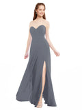 Slate Grey A-Line Sweetheart Strapless Sleeveless Long Bridesmaid Dress Meadow